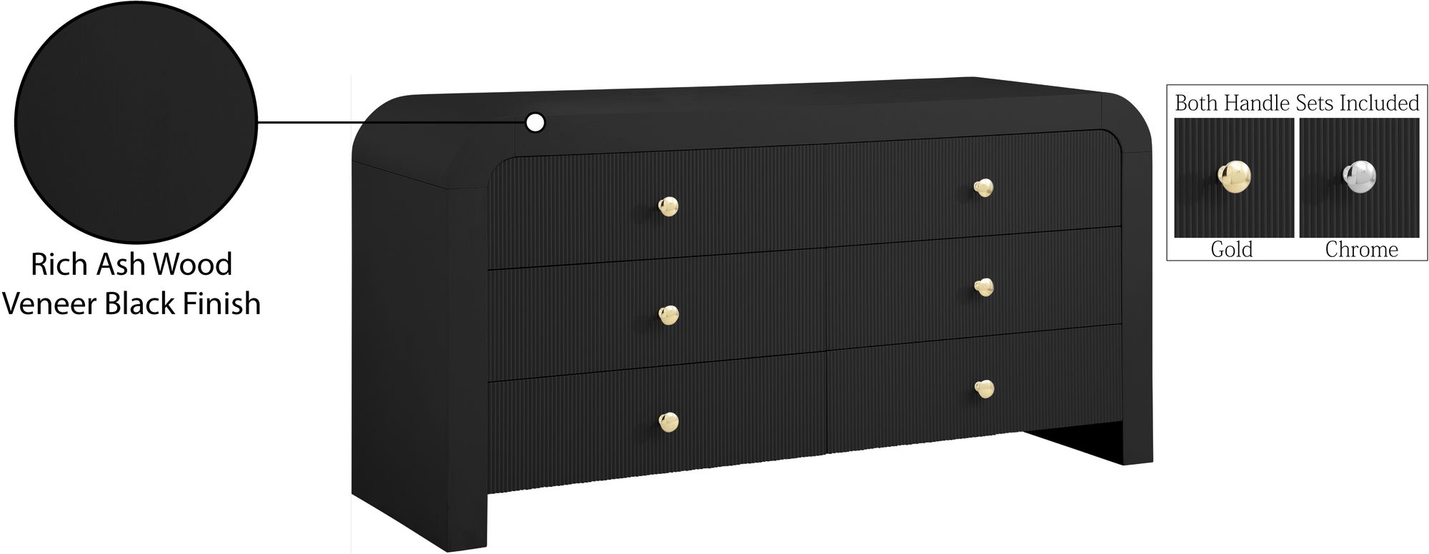 Artisto 6-Drawer Wood Dresser