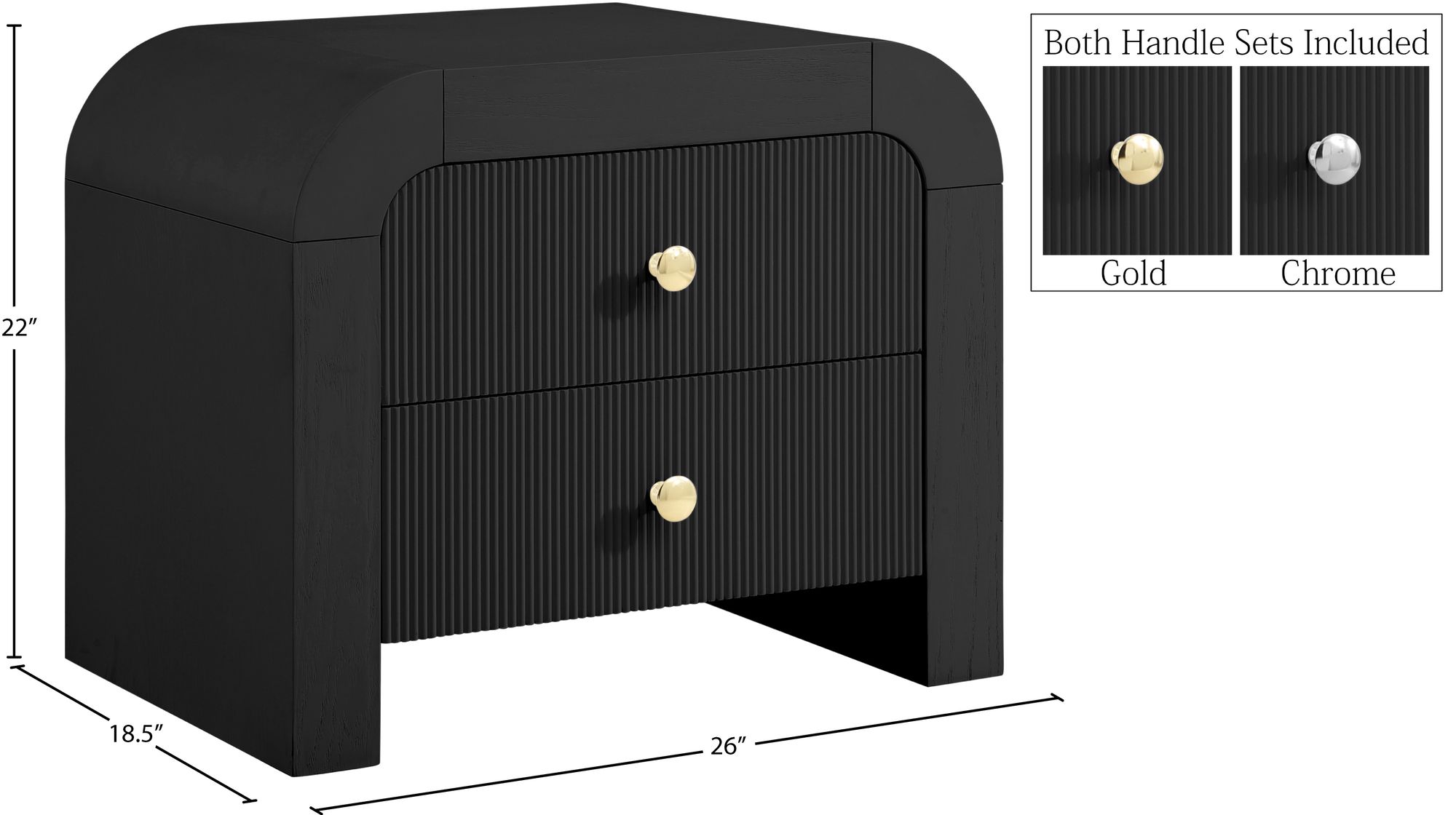 Artisto 2-Drawer Wood Veneer Nightstand