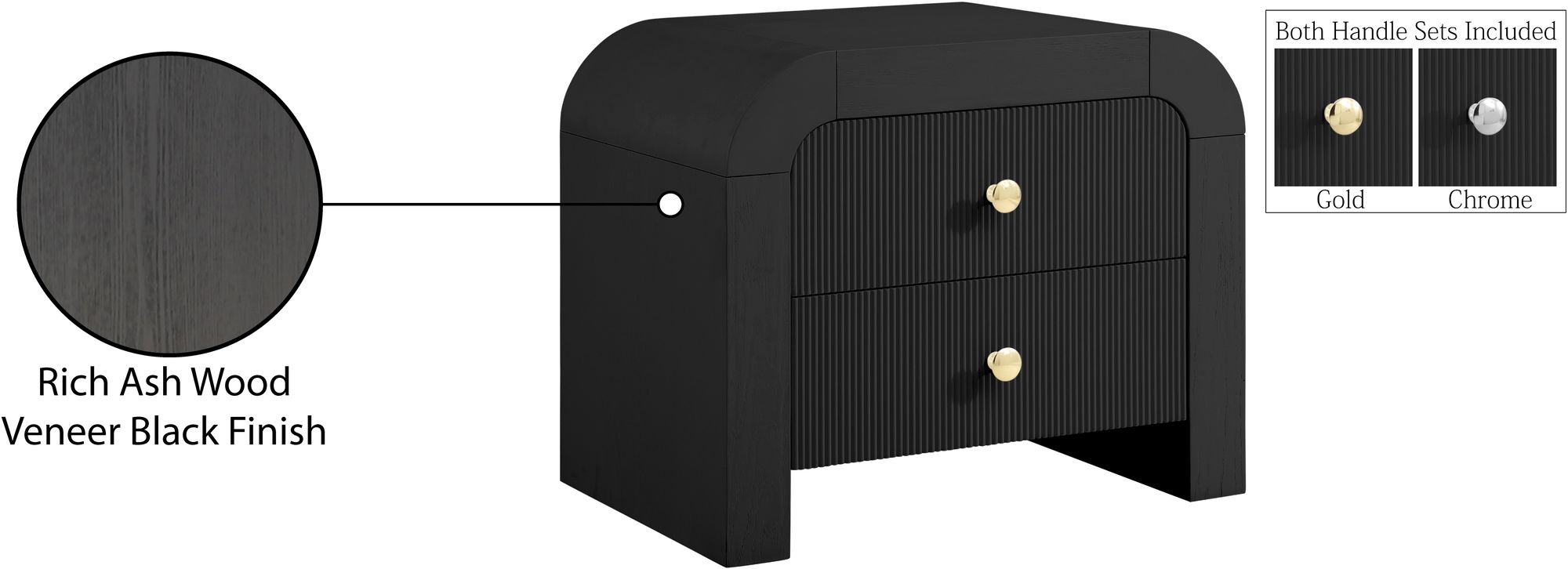 Artisto 2-Drawer Wood Veneer Nightstand