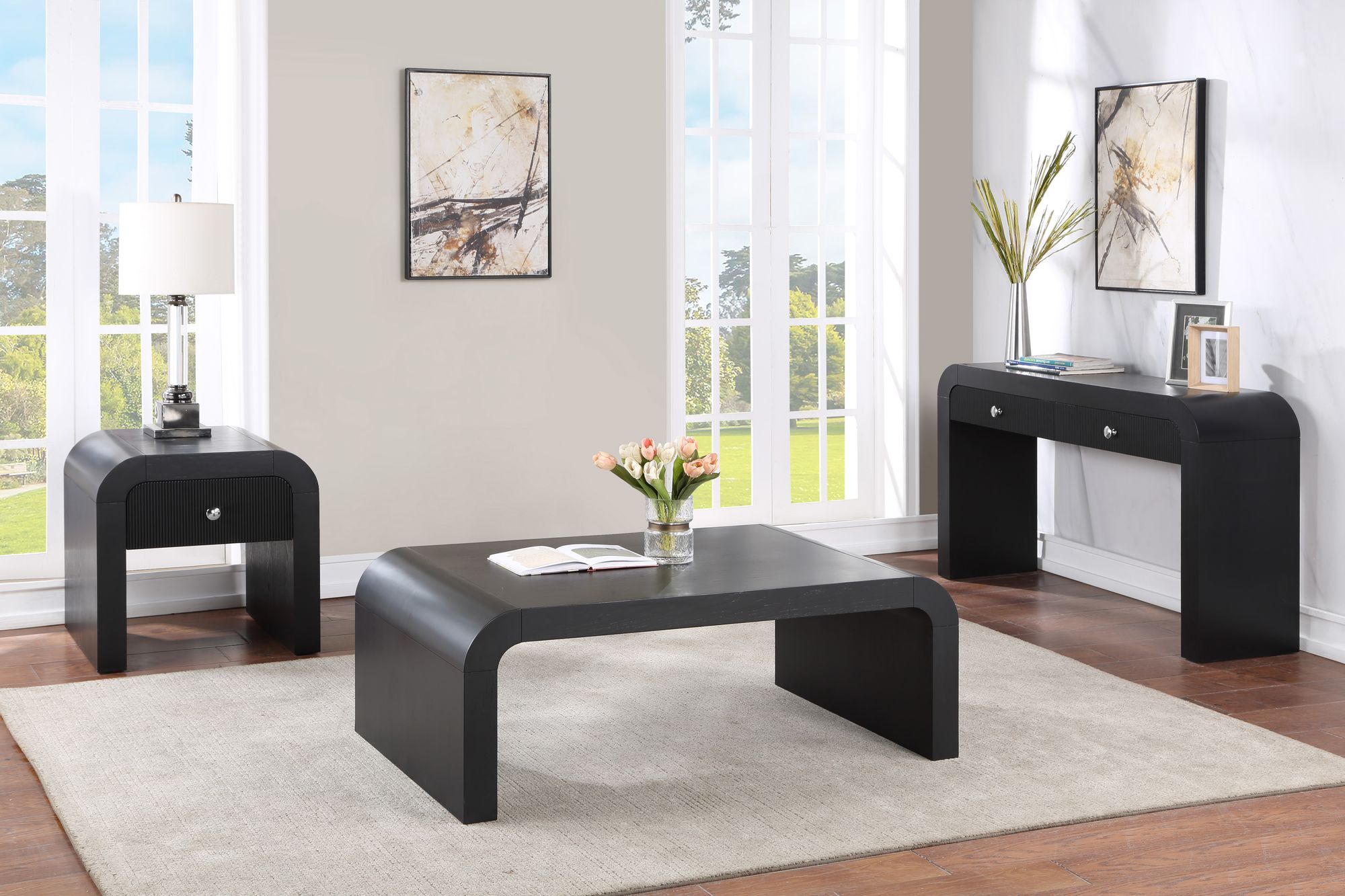 Artisto 54" Rectangular 2-Drawer Ash Wood Veneer Console Table