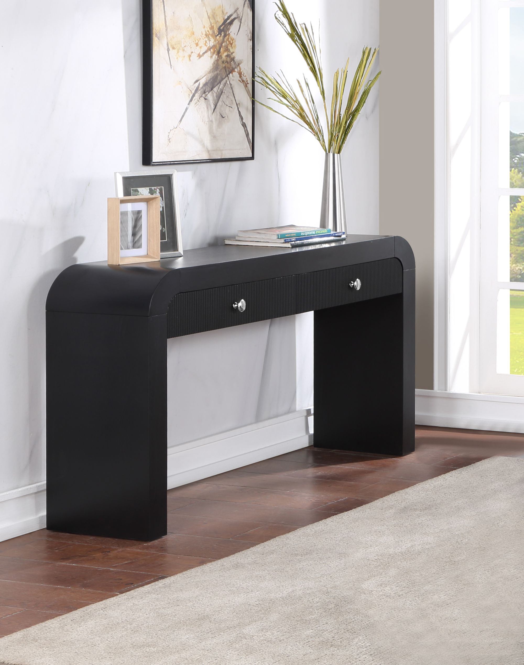 Artisto 54" Rectangular 2-Drawer Ash Wood Veneer Console Table