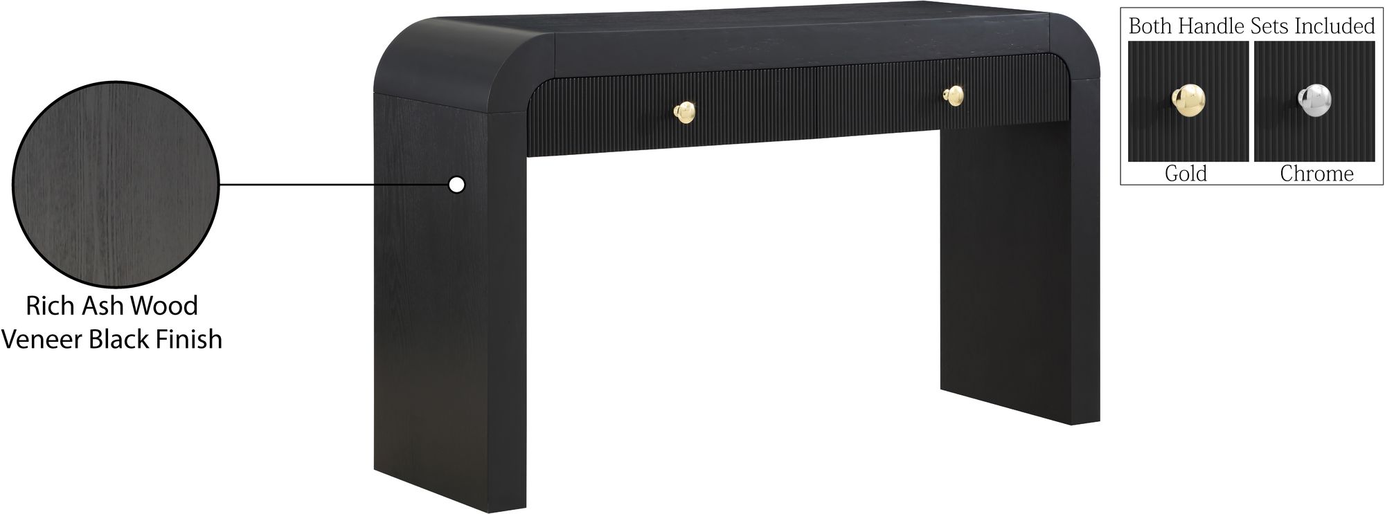 Artisto 54" Rectangular 2-Drawer Ash Wood Veneer Console Table