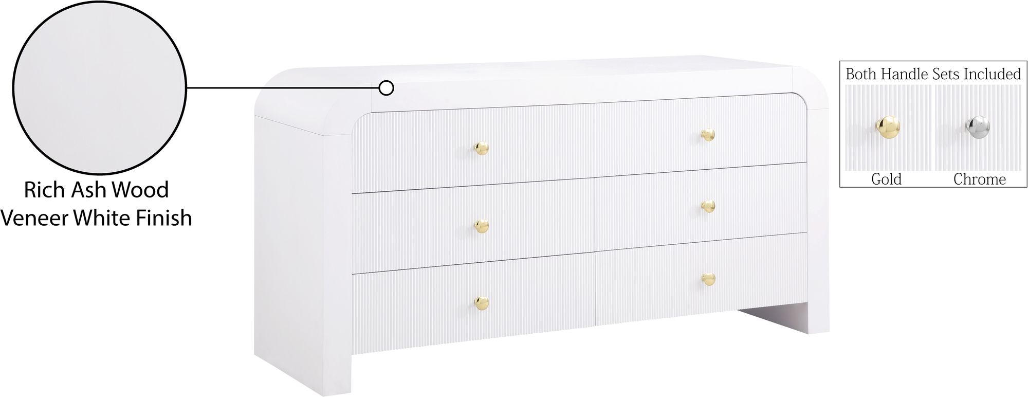 Artisto 6-Drawer Wood Dresser