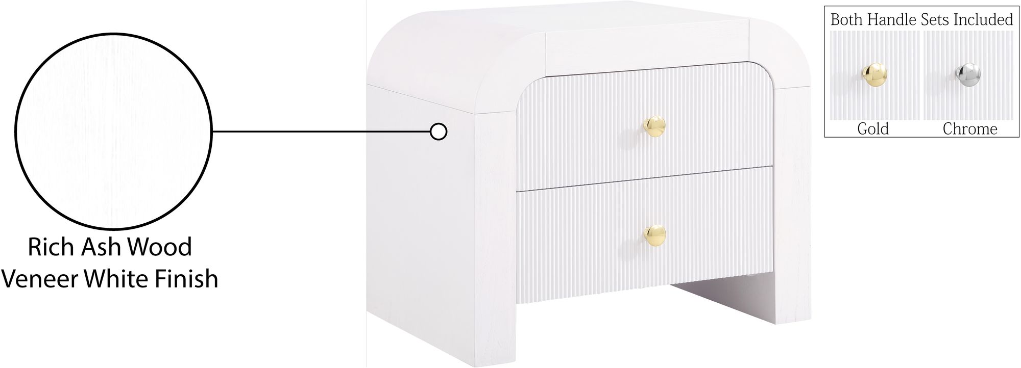 Artisto 2-Drawer Wood Veneer Nightstand