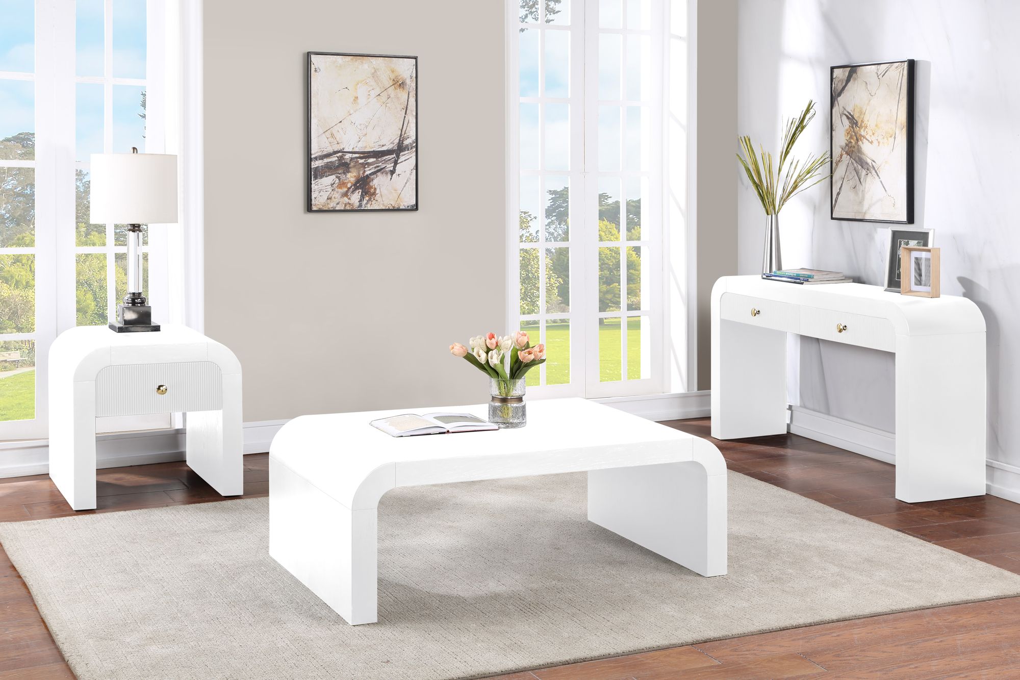 Artisto 54" Rectangular 2-Drawer Ash Wood Veneer Console Table