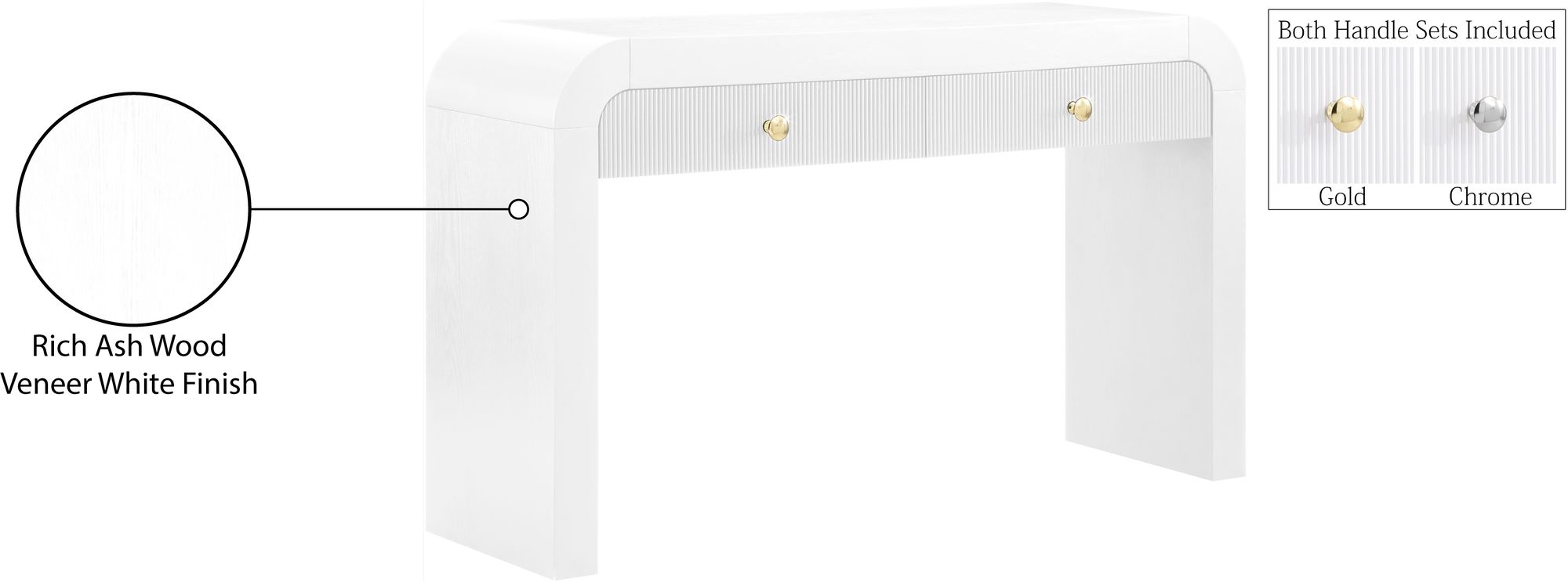 Artisto 54" Rectangular 2-Drawer Ash Wood Veneer Console Table