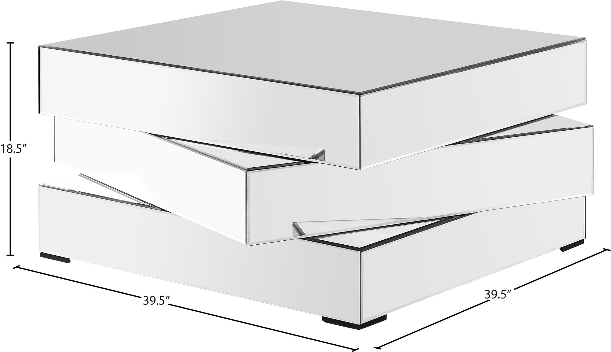 Haven 39.5" Square Mirrored Coffee Table