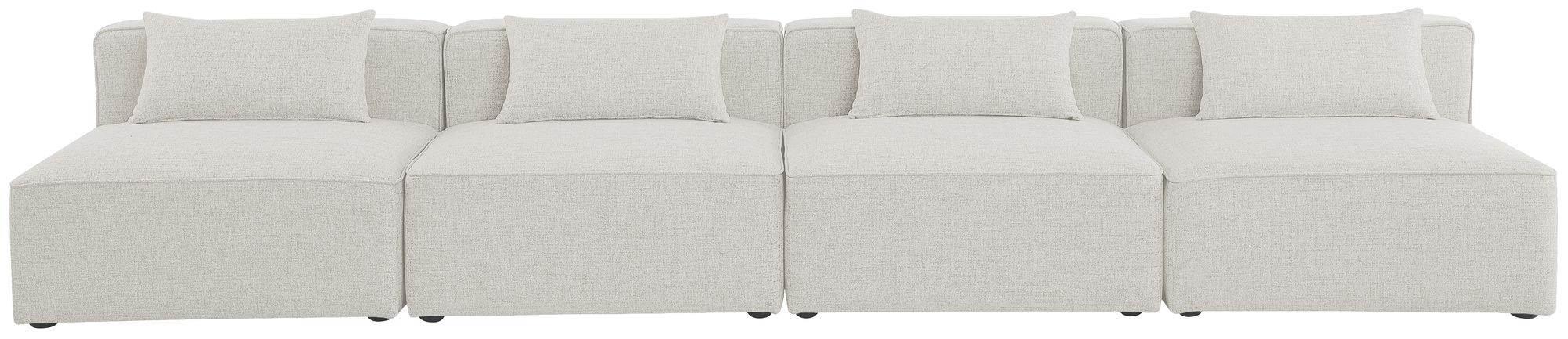 Cube 144" Linen Fabric Modular Armless Sofa