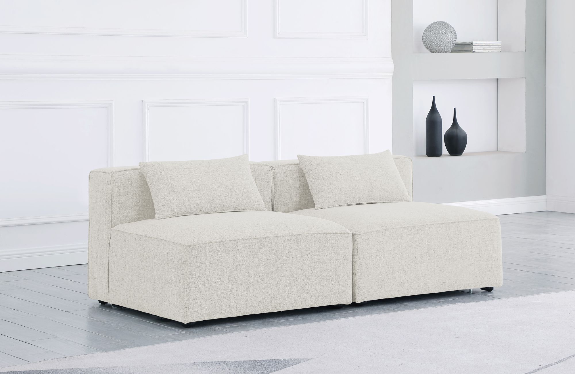 Cube 72" Linen Fabric Modular Armless Sofa