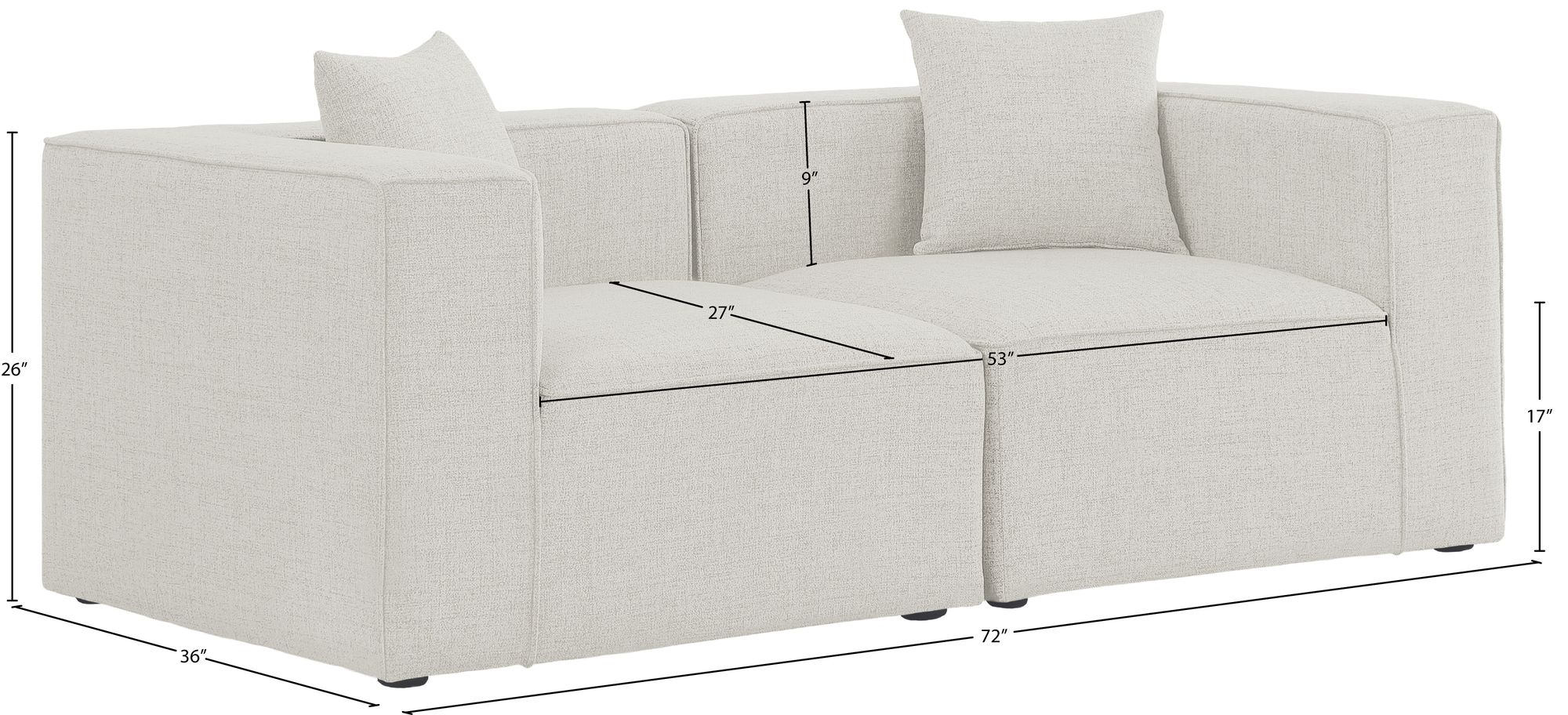 Cube 72" Linen Fabric Modular Sofa