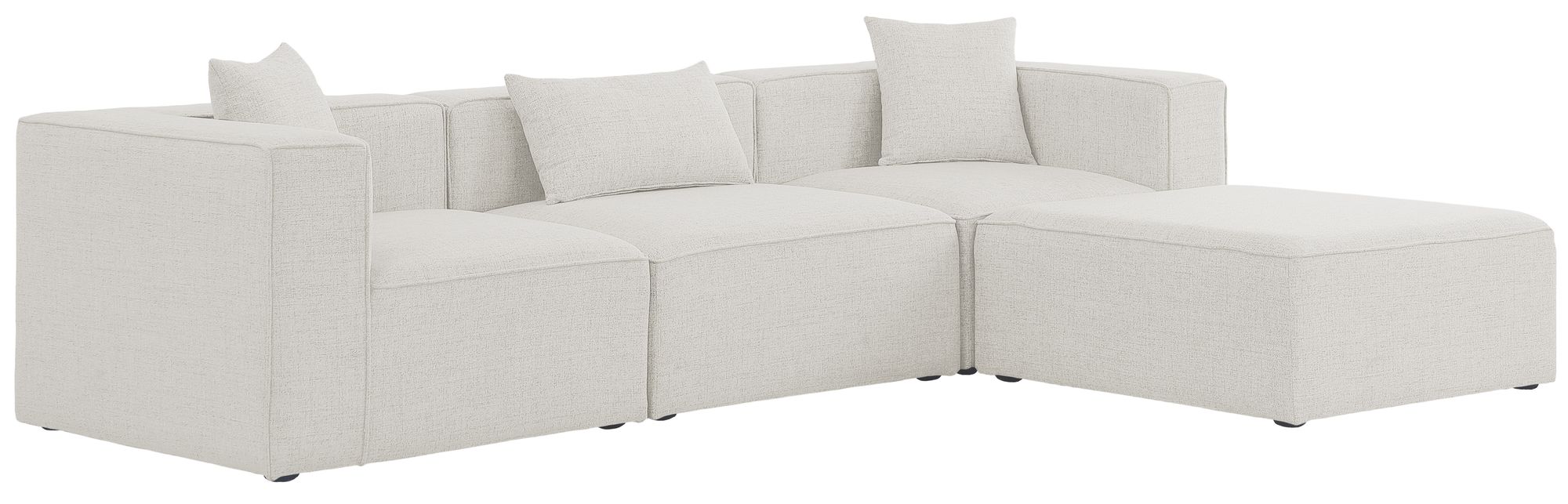 Cube 108" 4-Piece Linen Fabric Modular Sectional