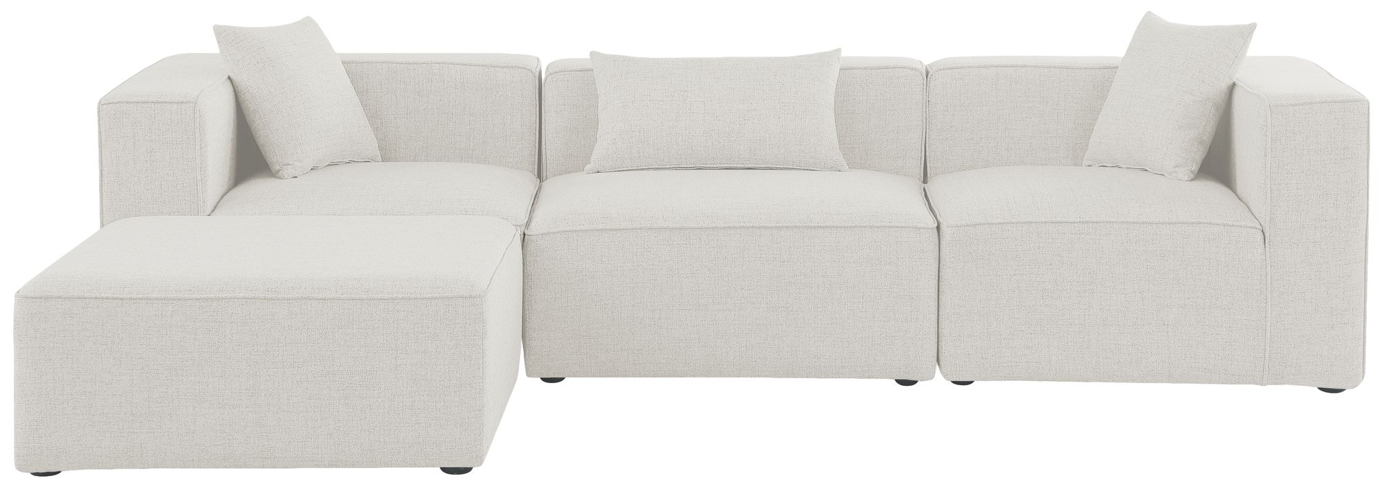 Cube 108" 4-Piece Linen Fabric Modular Sectional