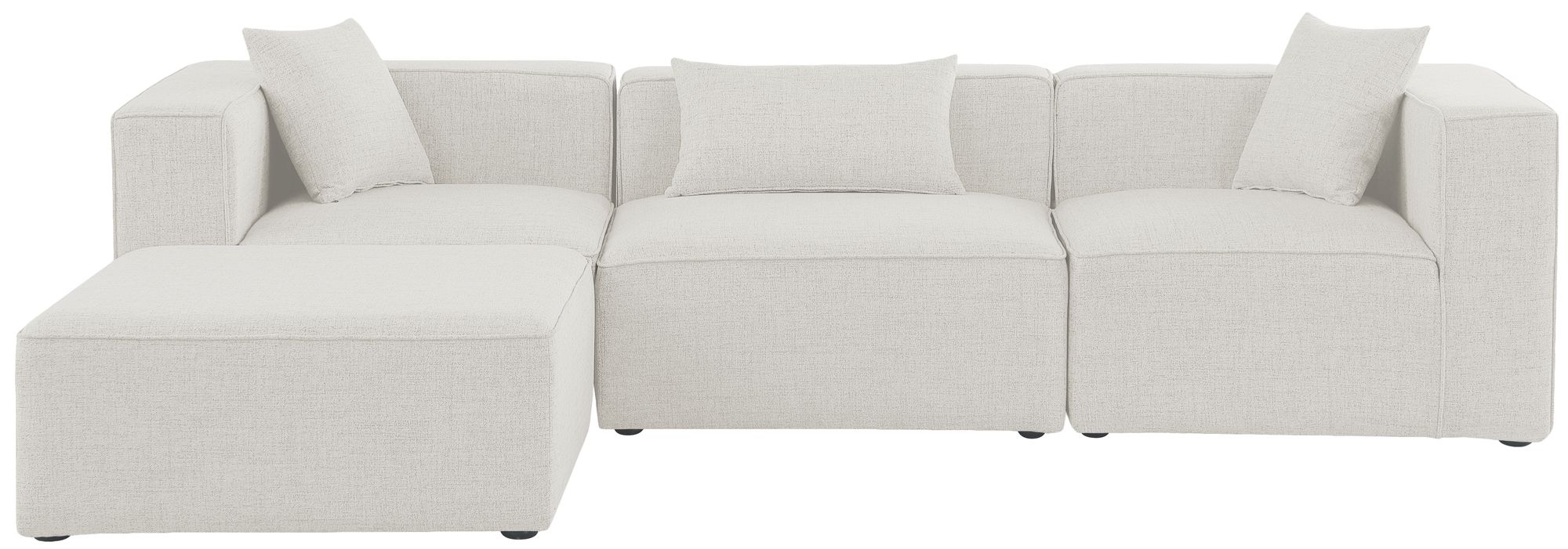 Cube 108" 4-Piece Linen Fabric Modular Sectional