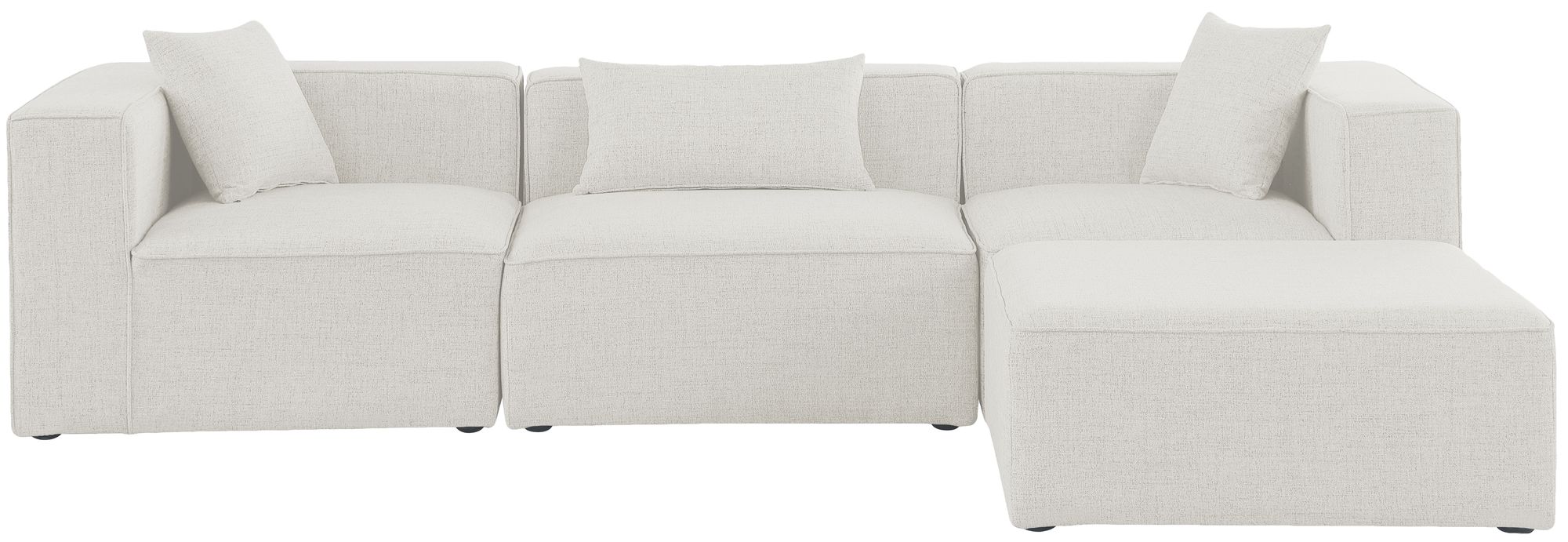 Cube 108" 4-Piece Linen Fabric Modular Sectional