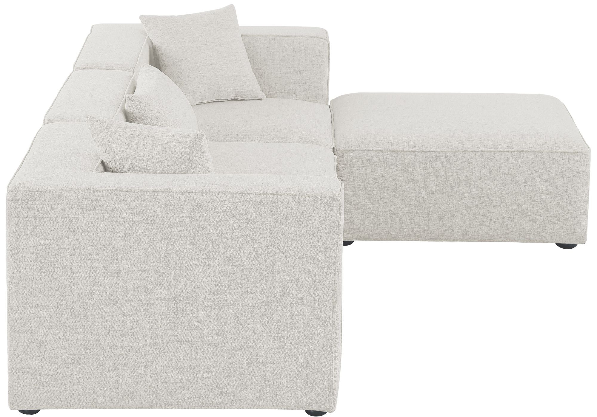 Cube 108" 4-Piece Linen Fabric Modular Sectional