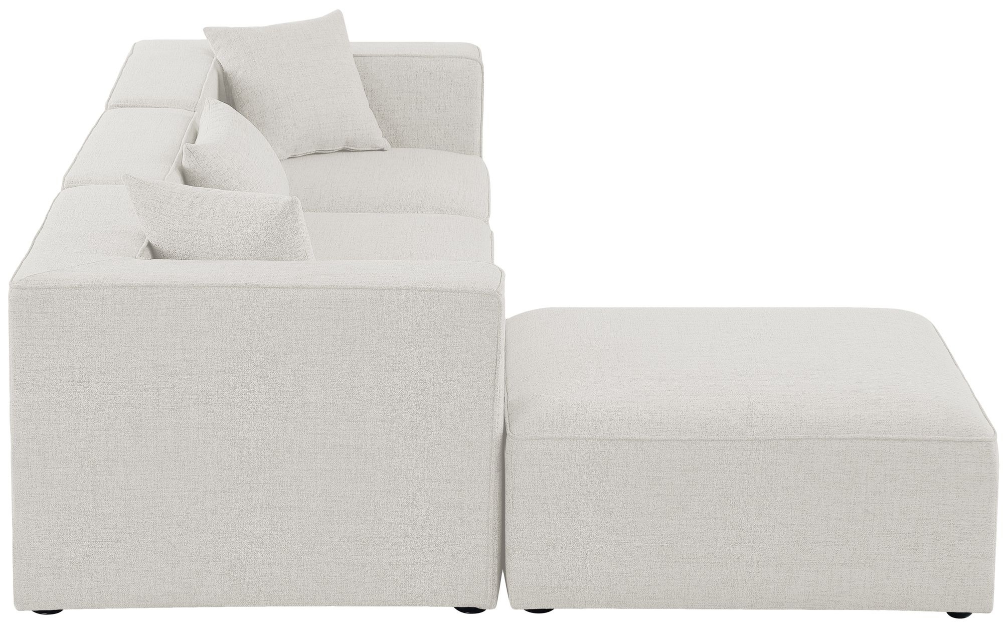 Cube 108" 4-Piece Linen Fabric Modular Sectional