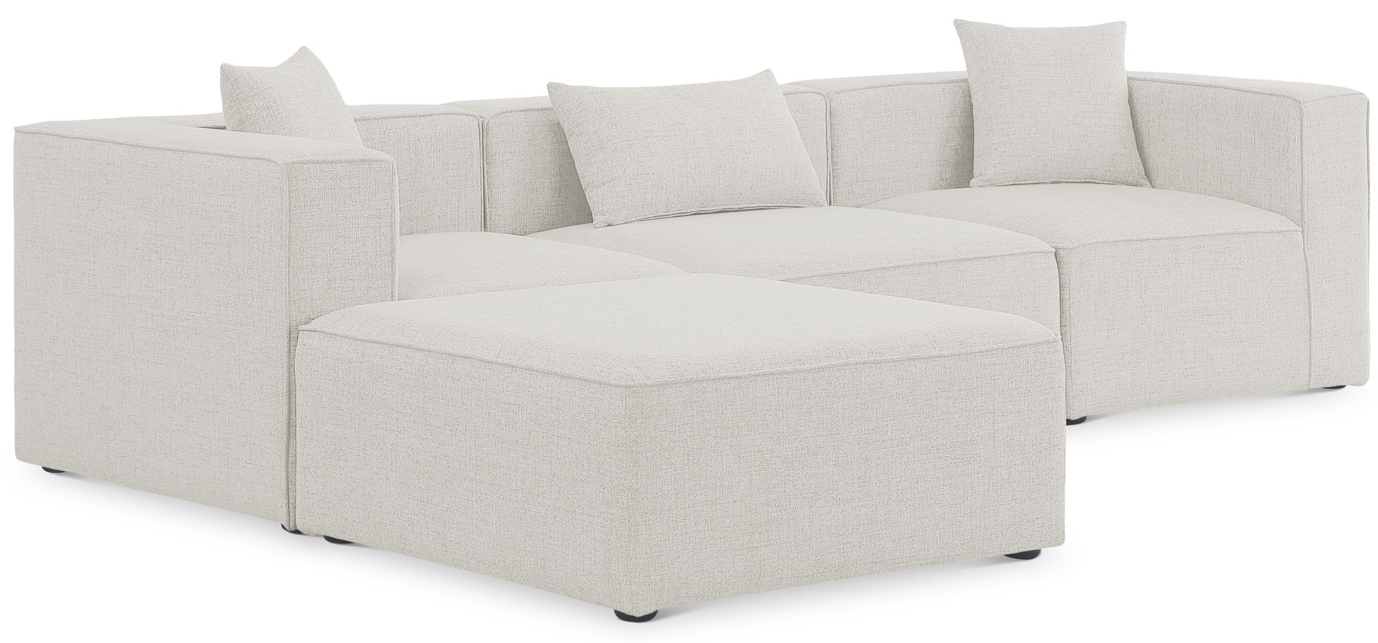 Cube 108" 4-Piece Linen Fabric Modular Sectional