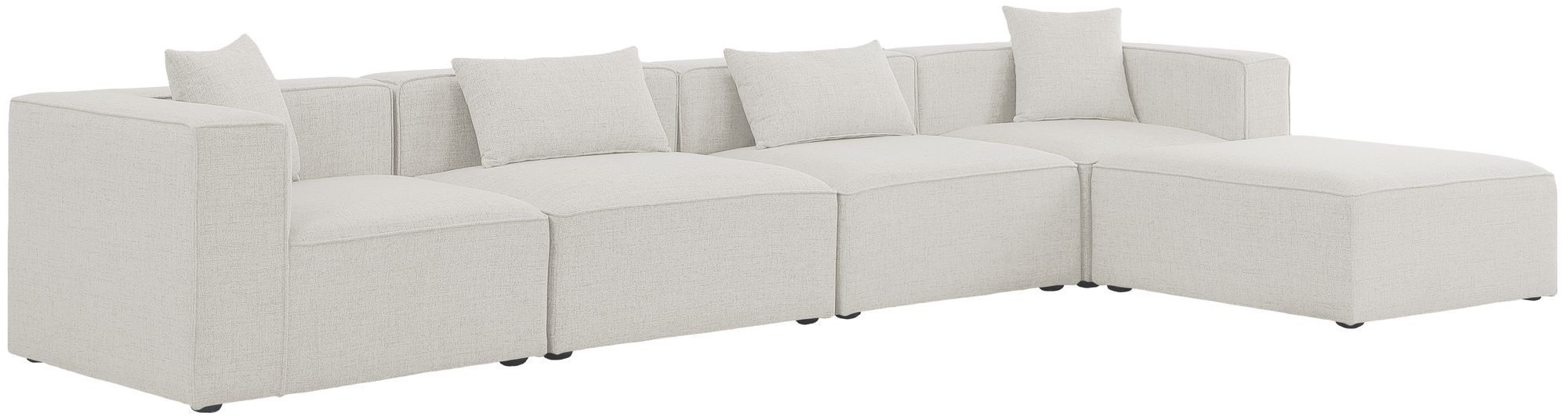 Cube 144" 5-Piece Linen Fabric Modular Sectional