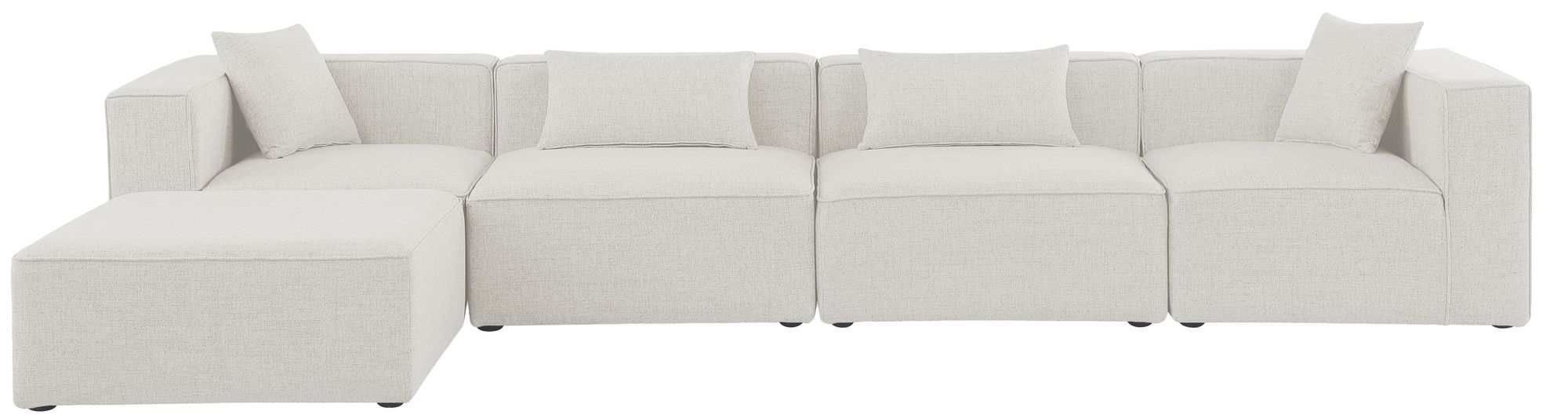 Cube 144" 5-Piece Linen Fabric Modular Sectional