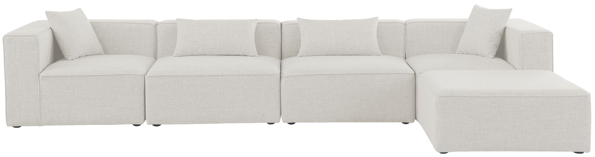 Cube 144" 5-Piece Linen Fabric Modular Sectional