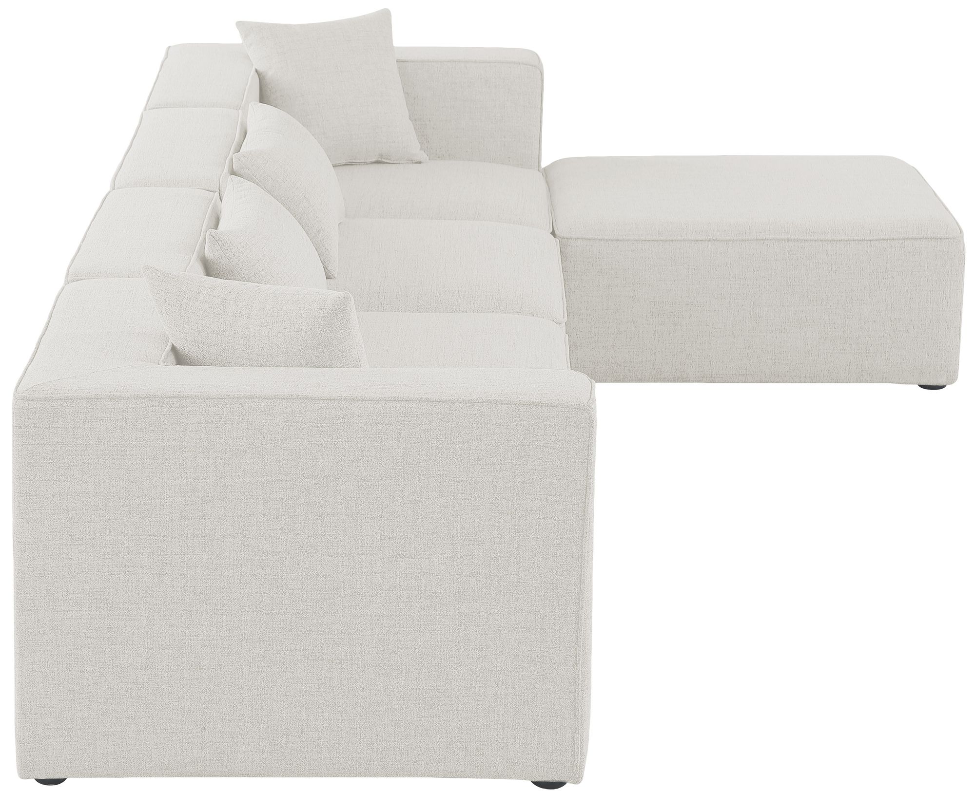 Cube 144" 5-Piece Linen Fabric Modular Sectional
