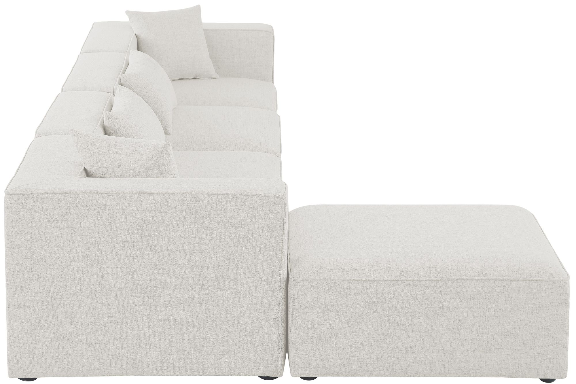 Cube 144" 5-Piece Linen Fabric Modular Sectional