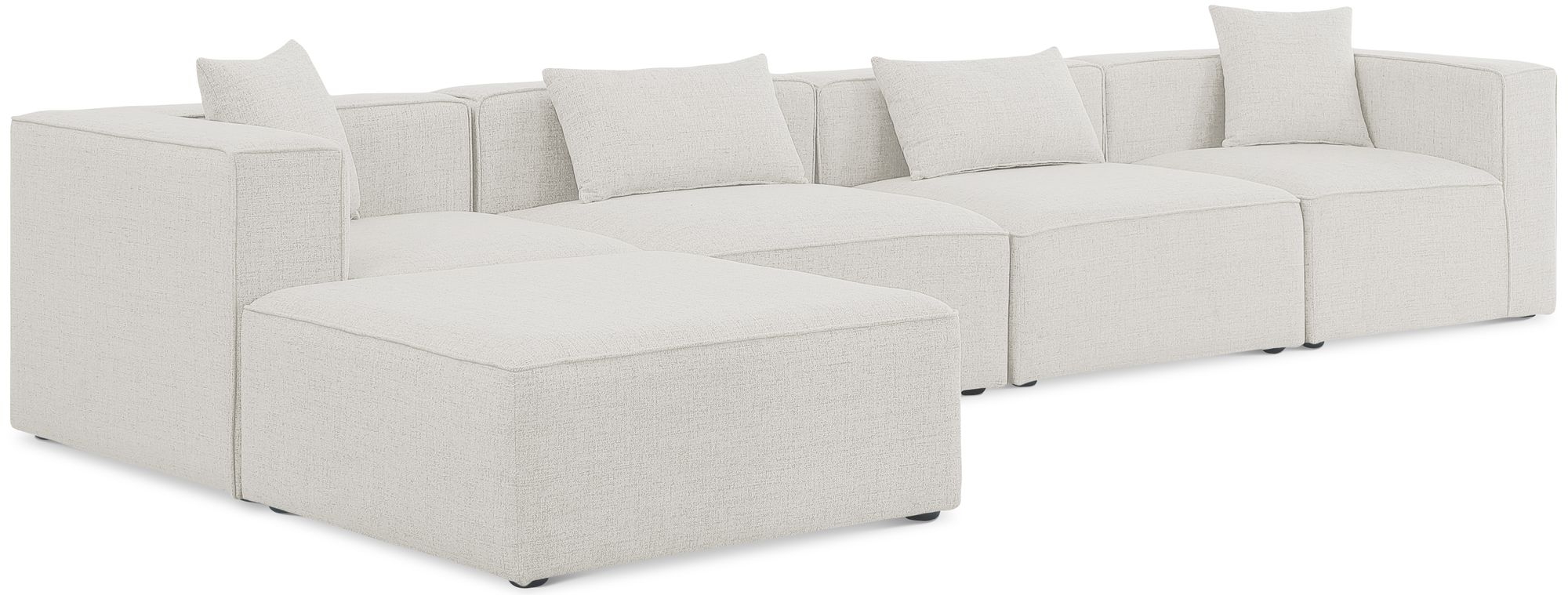 Cube 144" 5-Piece Linen Fabric Modular Sectional