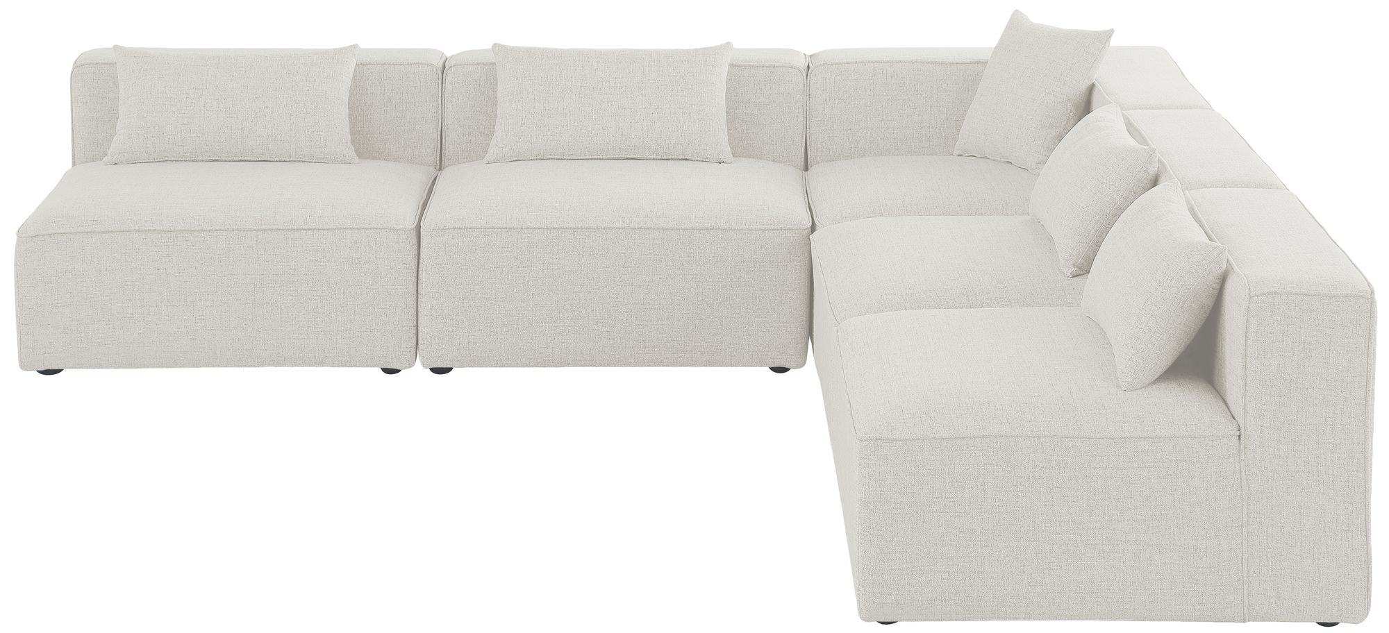 Cube 108" 5-Piece Linen Fabric Modular Armless Sectional