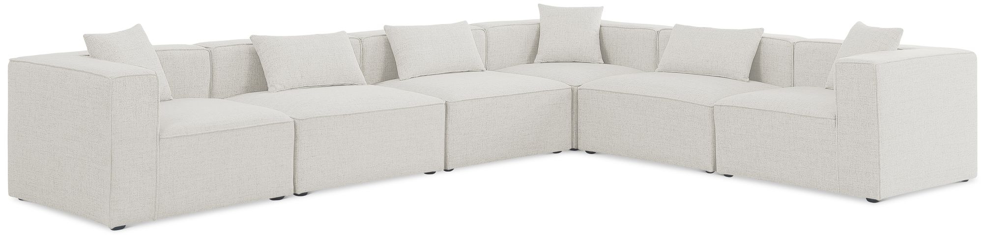 Cube 144" 6-Piece Linen Fabric Modular Sectional