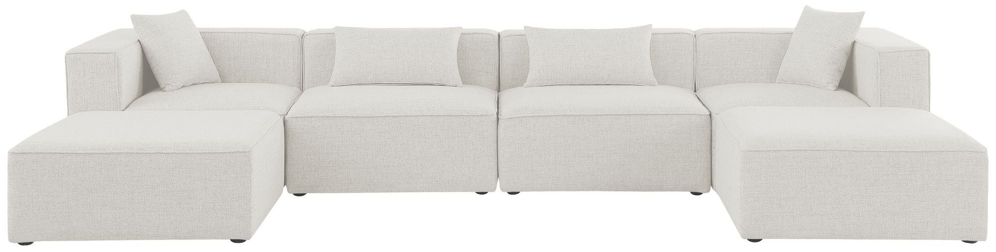 Cube 144" 6-Piece Linen Fabric Modular U-Shape Sectional