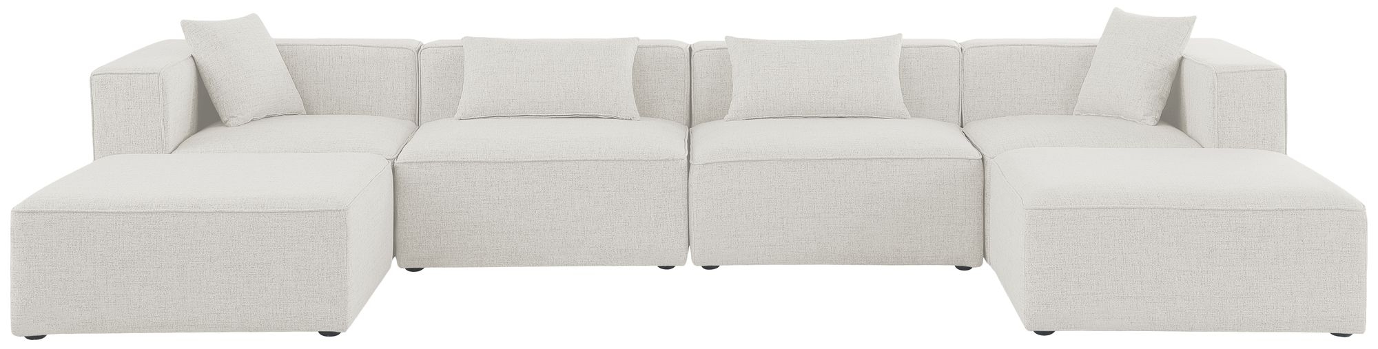 Cube 144" 6-Piece Linen Fabric Modular U-Shape Sectional