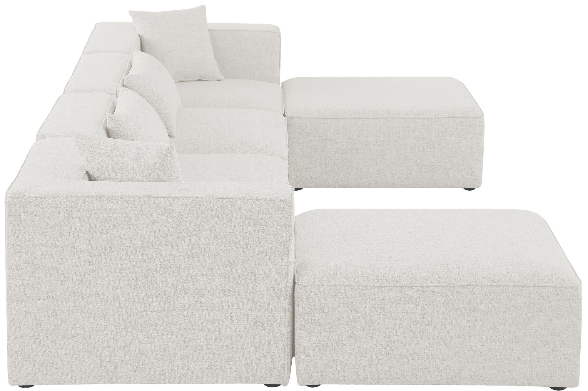 Cube 144" 6-Piece Linen Fabric Modular U-Shape Sectional