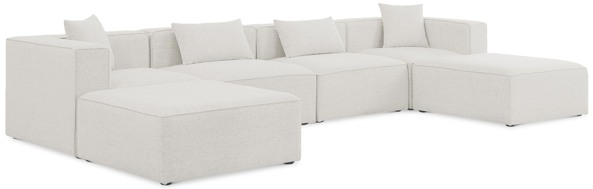 Cube 144" 6-Piece Linen Fabric Modular U-Shape Sectional