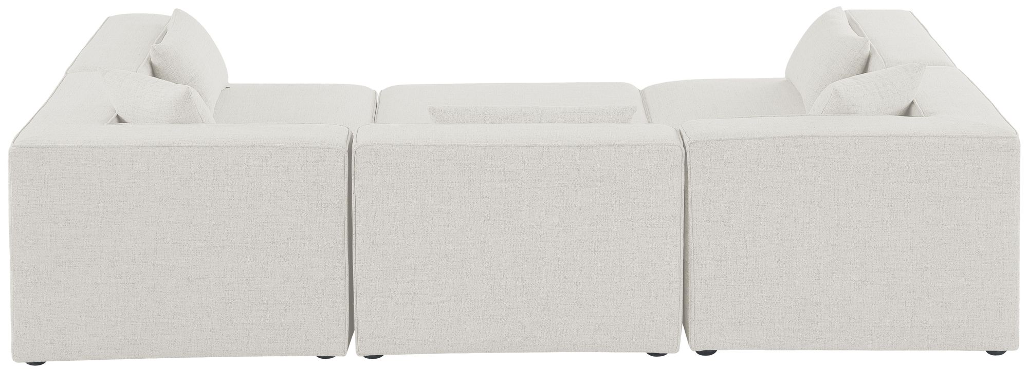Cube 108" 6-Piece Linen Fabric Cream Sofa Back