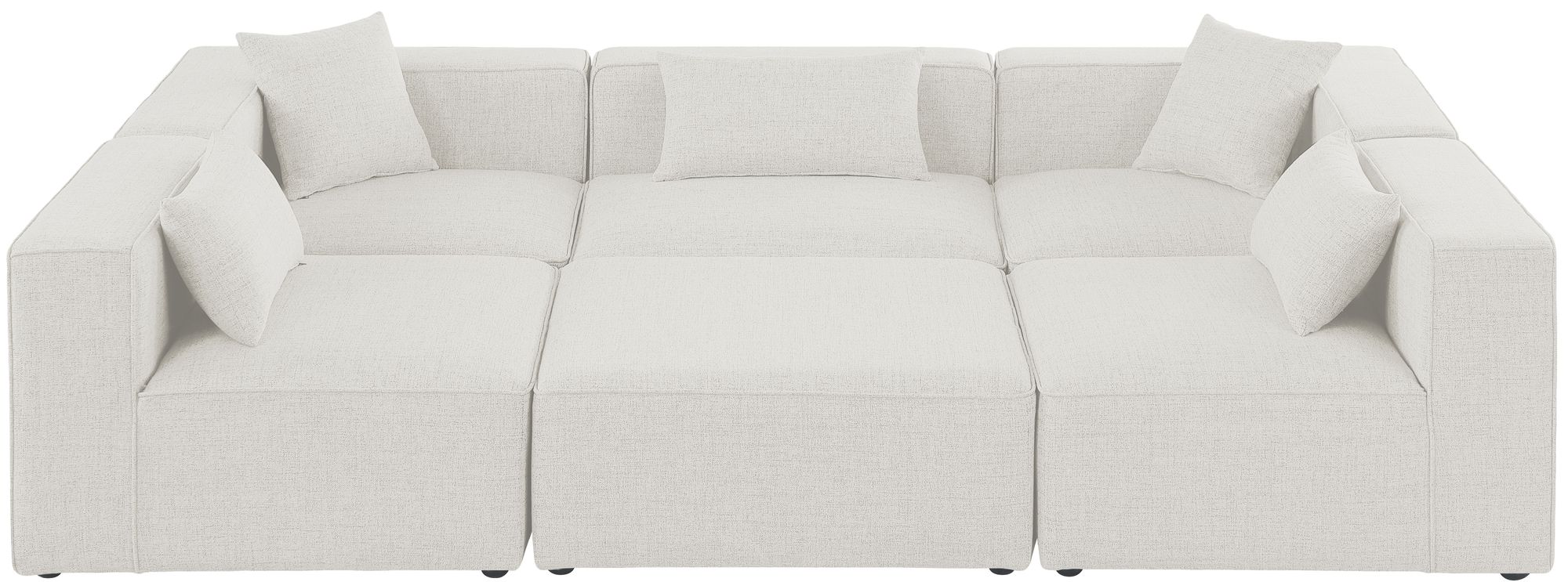 Cube 108" 6-Piece Linen Fabric Sectional Cream Sofa by Meridian