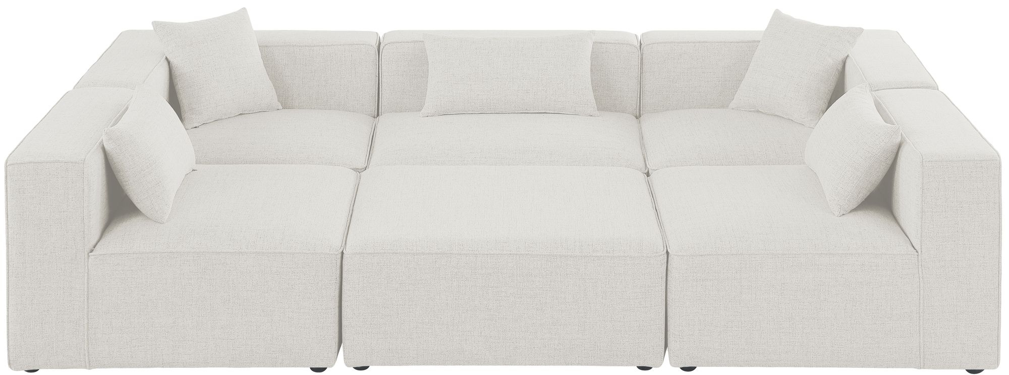 Cube 108" 6-Piece Linen Fabric Modular Sectional