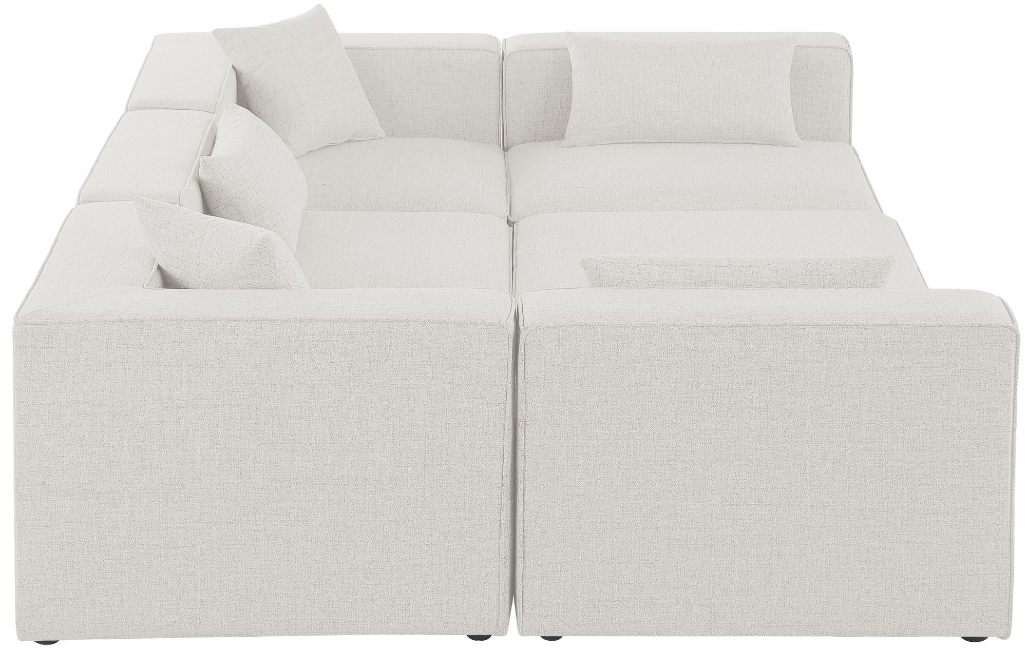 Cube 108" 6-Piece Linen Fabric Cream Sofa Side