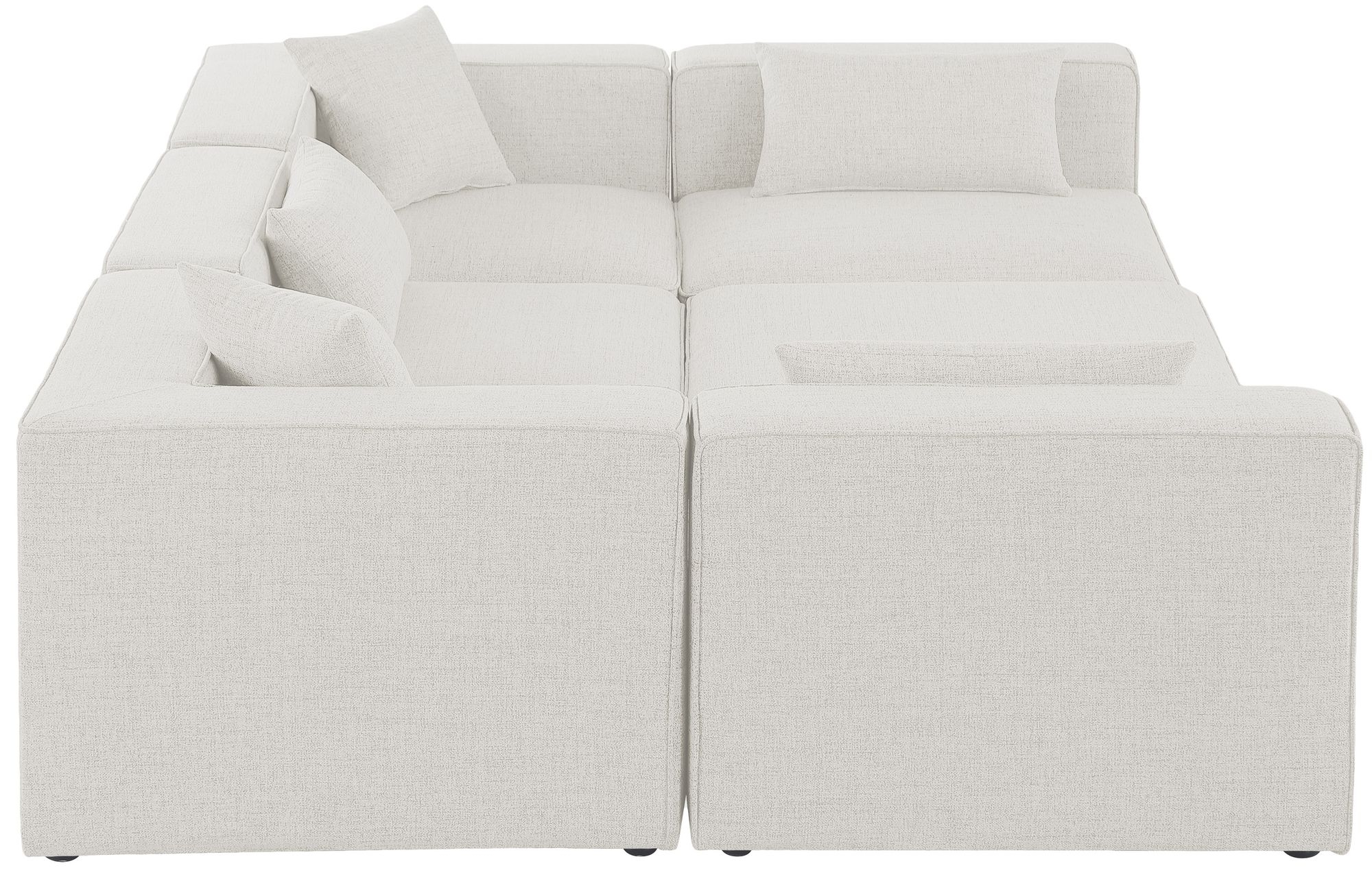 Cube 108" 6-Piece Linen Fabric Modular Sectional