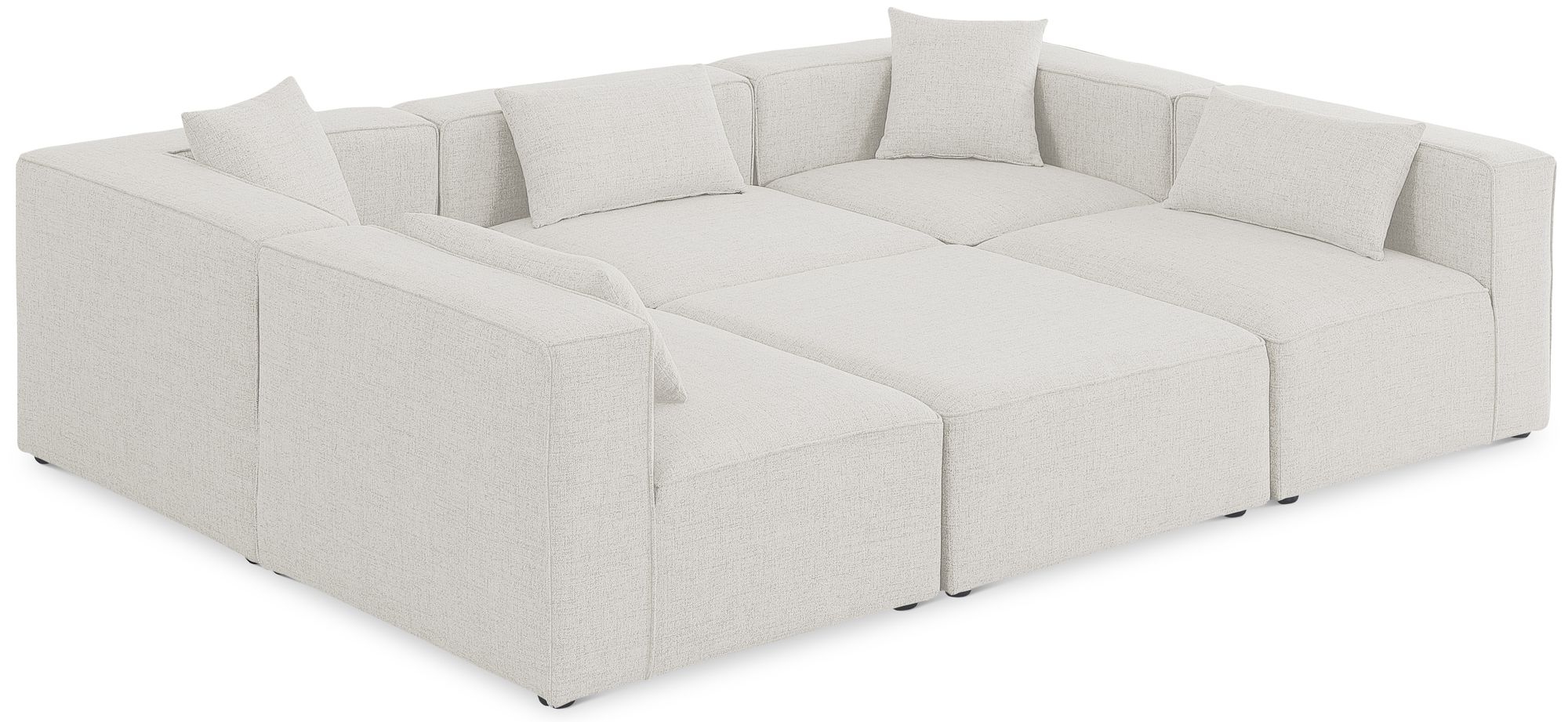 Cube 108" 6-Piece Linen Fabric Modular Sectional