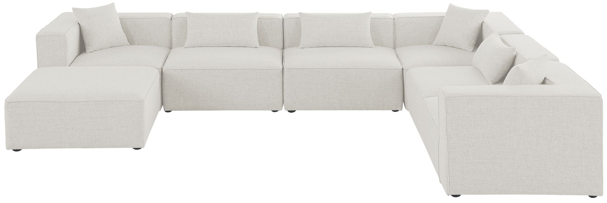 Cube 144" 7-Piece Linen Fabric Modular Sectional