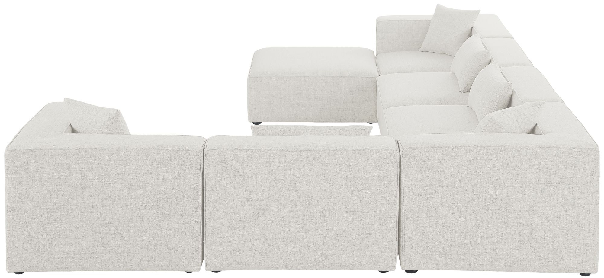 Cube 144" 7-Piece Linen Fabric Modular Sectional