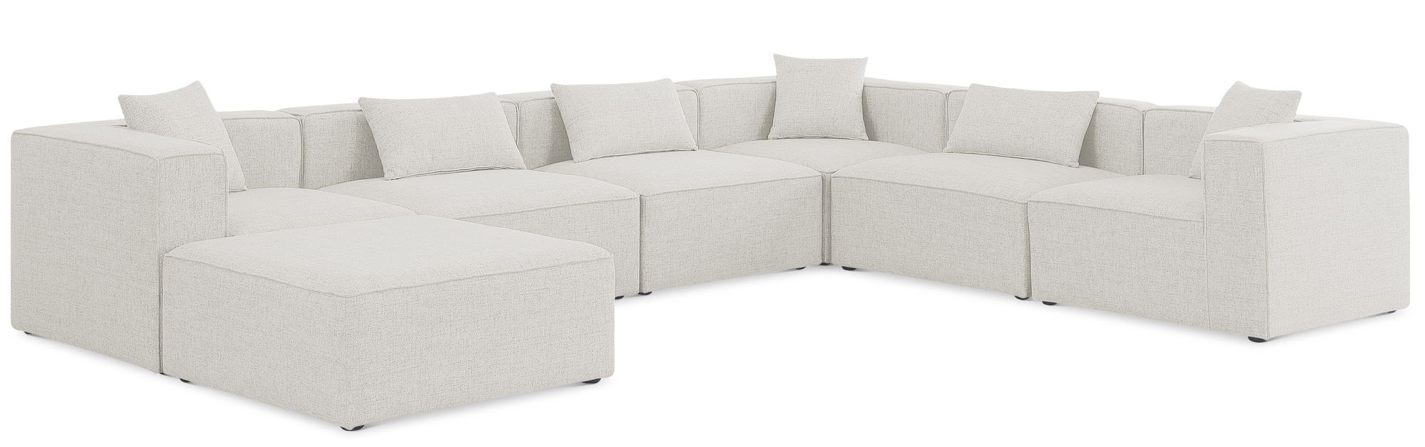 Cube 144" 7-Piece Linen Fabric Modular Sectional
