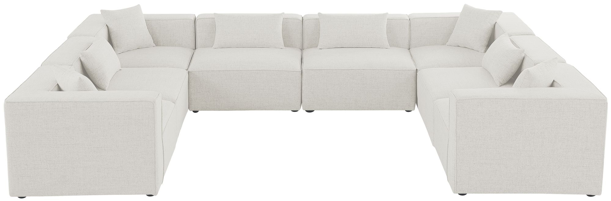 Cube 144" 8-Piece Linen Fabric Modular Sectional