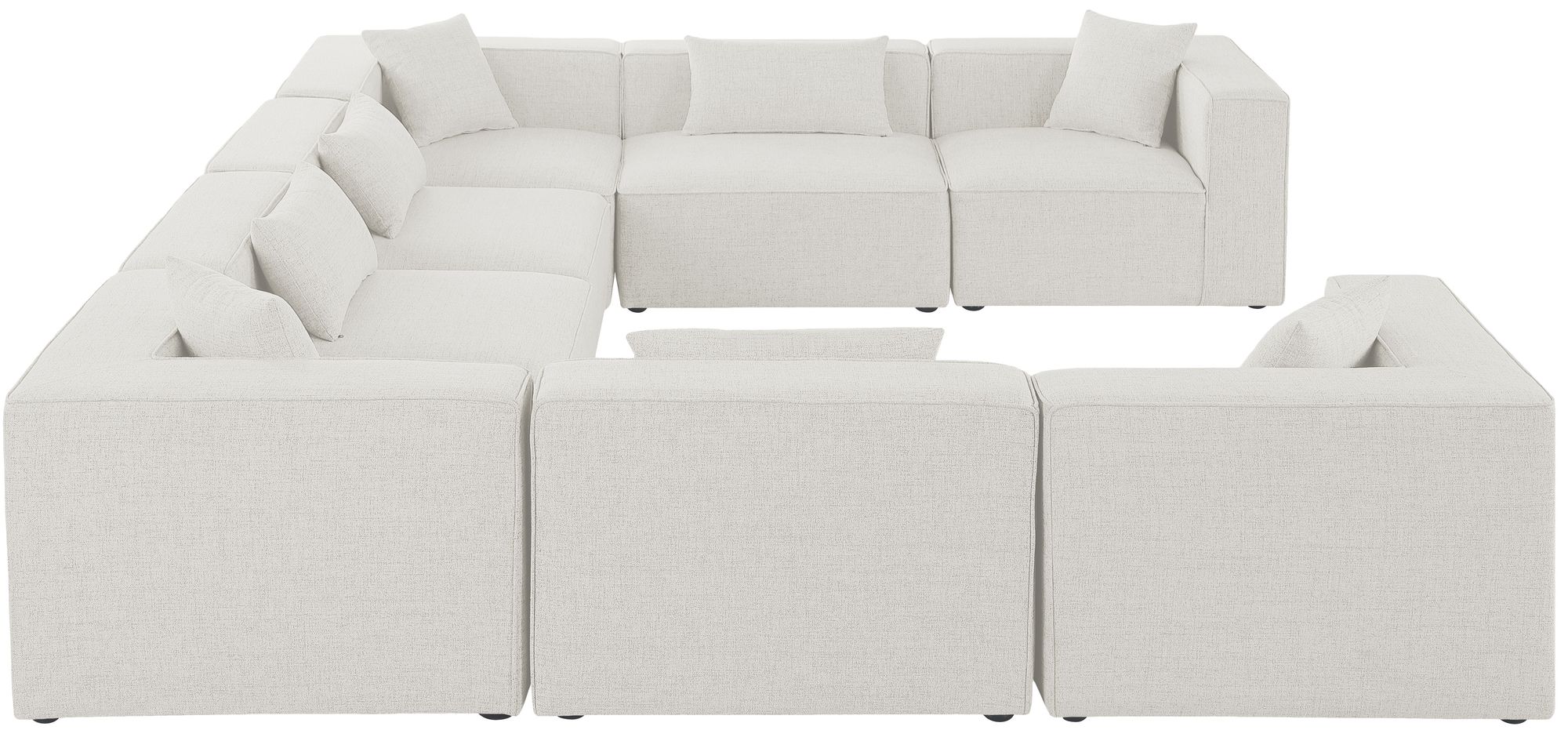 Cube 144" 8-Piece Linen Fabric Modular Sectional