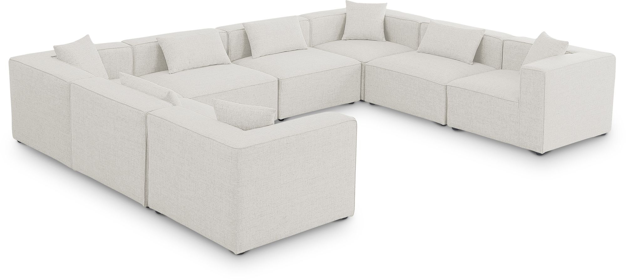 Cube 144" 8-Piece Linen Fabric Modular Sectional