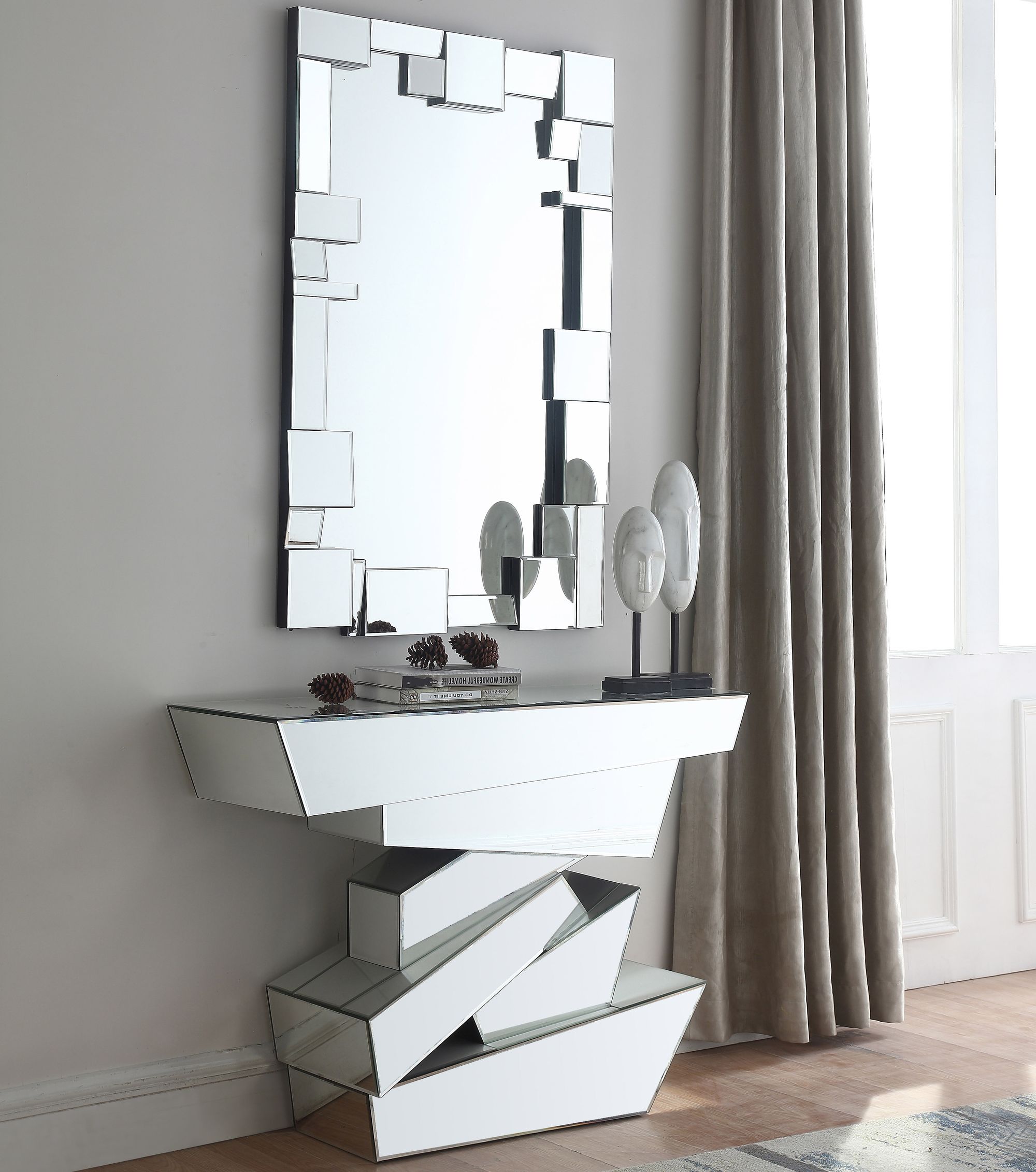 Jade 48" Rectangular Mirrored Console Table