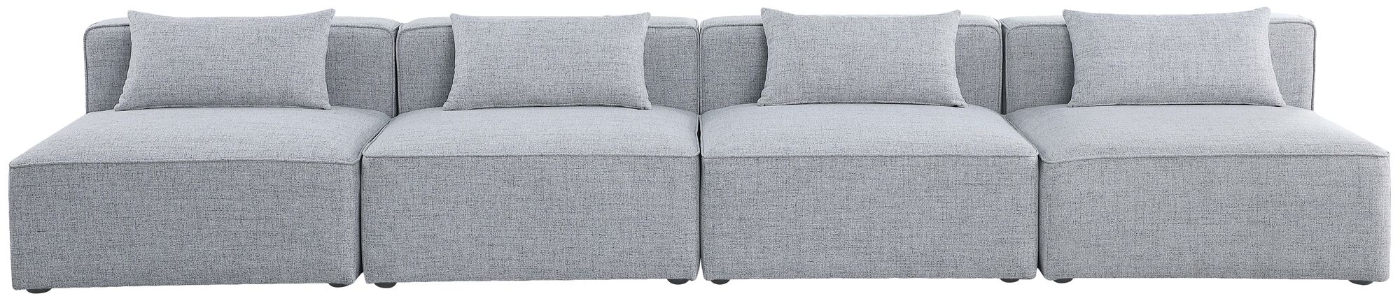 Cube 144" Linen Fabric Modular Armless Sofa
