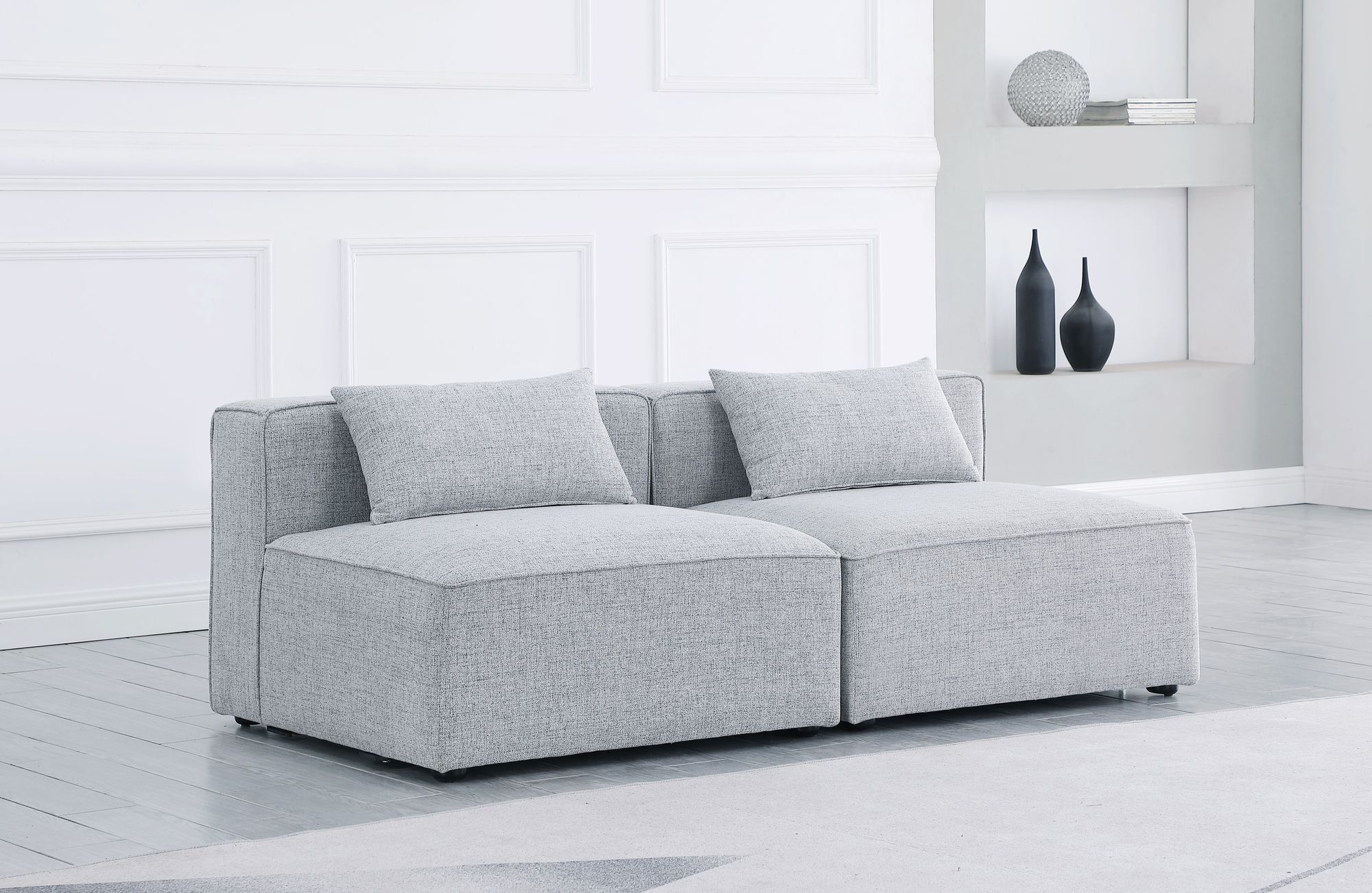 Cube 72" Linen Fabric Modular Armless Sofa