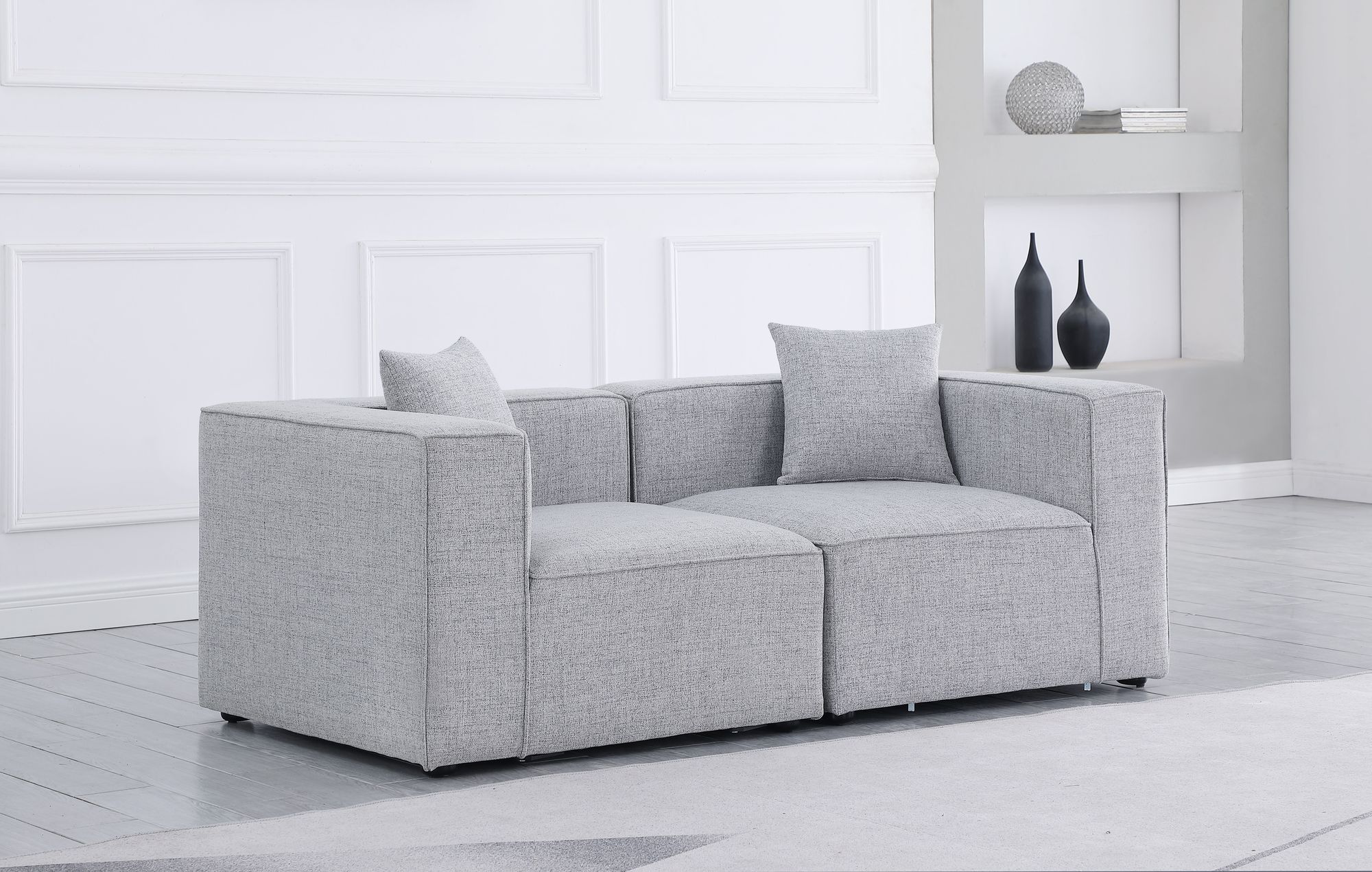 Cube 72" Linen Fabric Modular Sofa