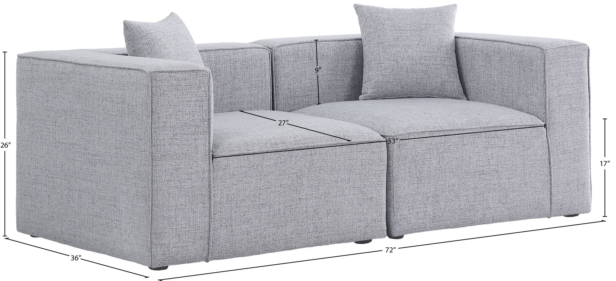 Cube 72" Linen Fabric Modular Sofa